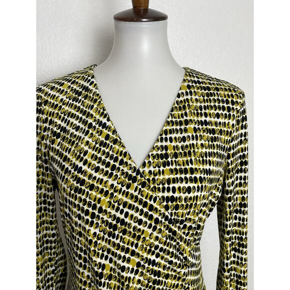 Calvin Klein Dress Mini Stretch Knit Pleated Print Multicolor V Neck - Picture 2 of 11